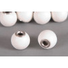 Perle Simili-cuir ronde 14mm à gros trou blanc