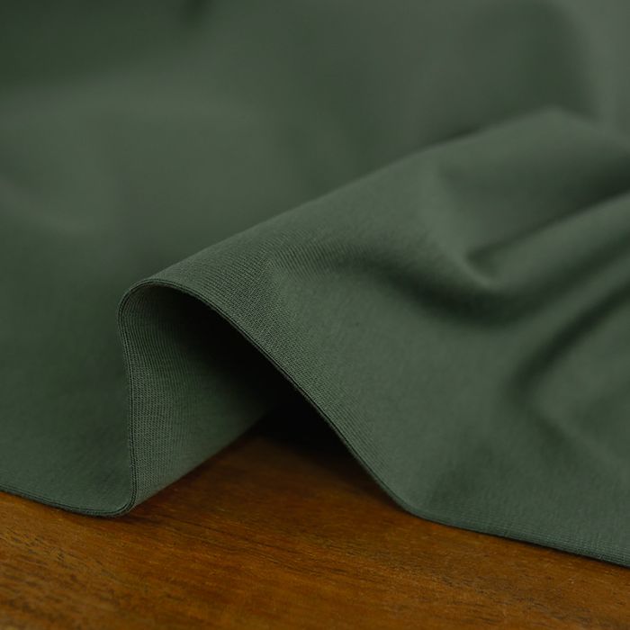 Tissu jersey coton uni - kaki x 10 cm