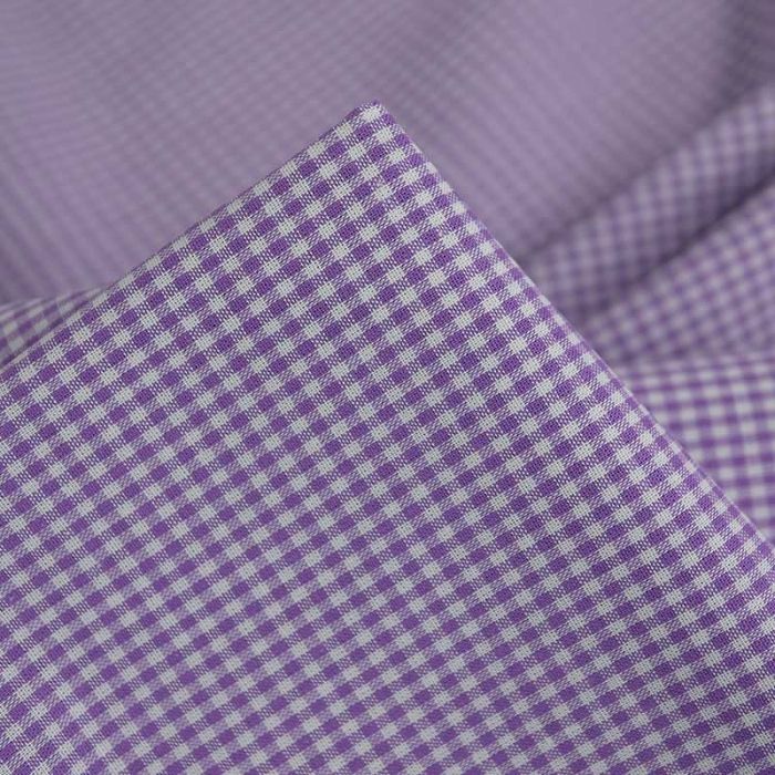 Tissu coton vichy - violet x 10 cm