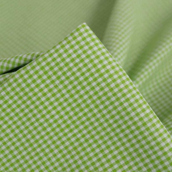 Tissu coton vichy - vert pomme x 10 cm