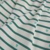 Tissu jersey fin rayures coeurs - eucalyptus x 10 cm