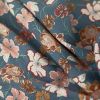 Tissu twill viscose stretch fleurs anémones - bleu de gris x 10 cm