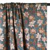 Tissu twill viscose stretch fleurs anémones - bleu de gris x 10 cm