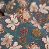 Tissu twill viscose stretch fleurs anémones - bleu de gris x 10 cm