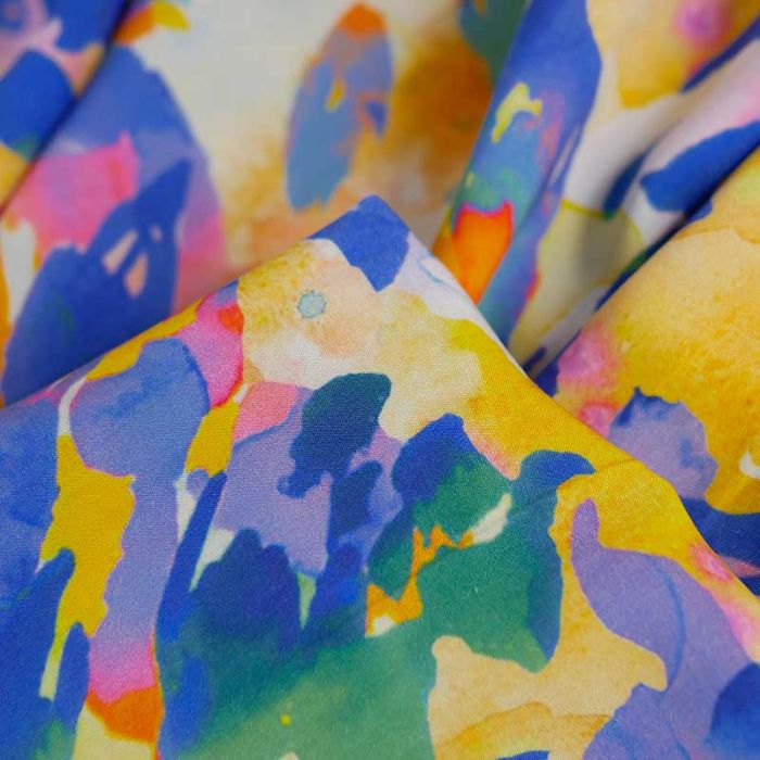 Tissu viscose couleurs aquarelle - multicolore x 10 cm