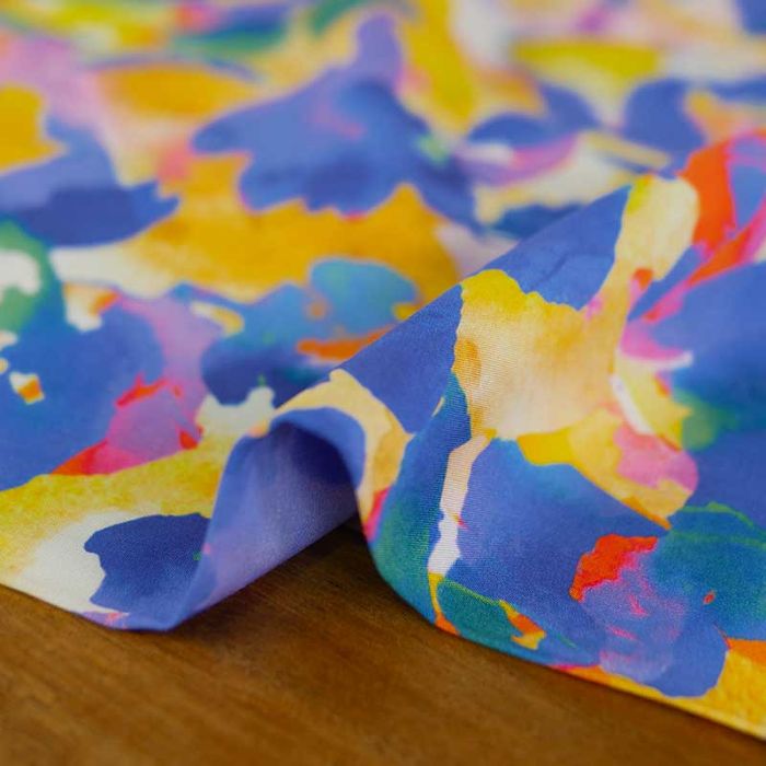 Tissu viscose couleurs aquarelle - multicolore x 10 cm