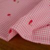 Tissu popeline coton vichy cerises - rose x 10 cm