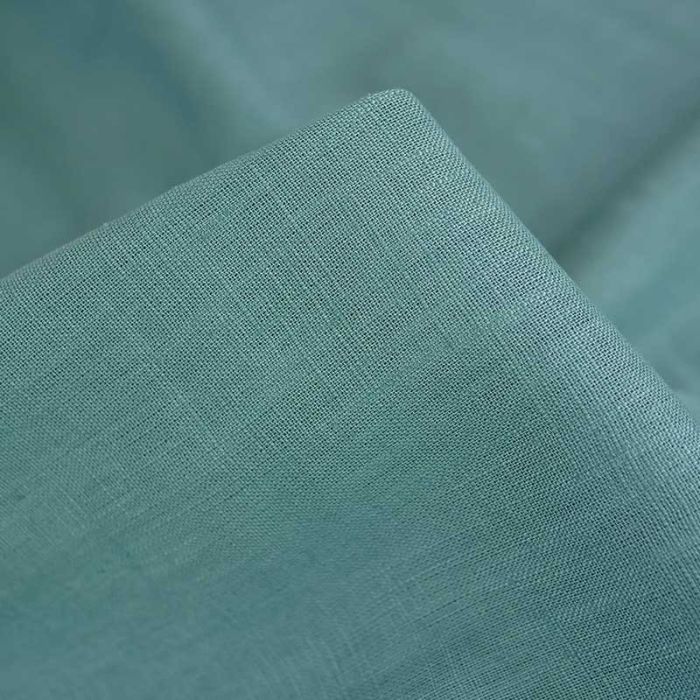 Tissu lin uni oeko-tex - bleu vert x 10 cm