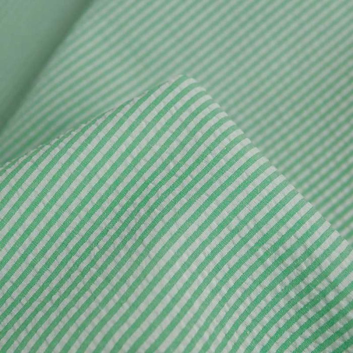 Tissu seersucker rayures oeko-tex - vert x 10 cm