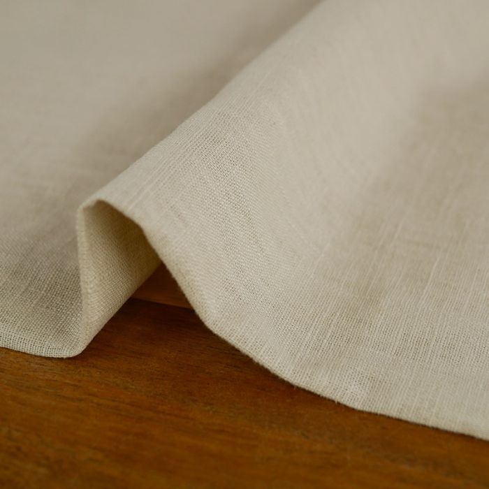 Tissu lin uni oeko-tex - beige x 10 cm