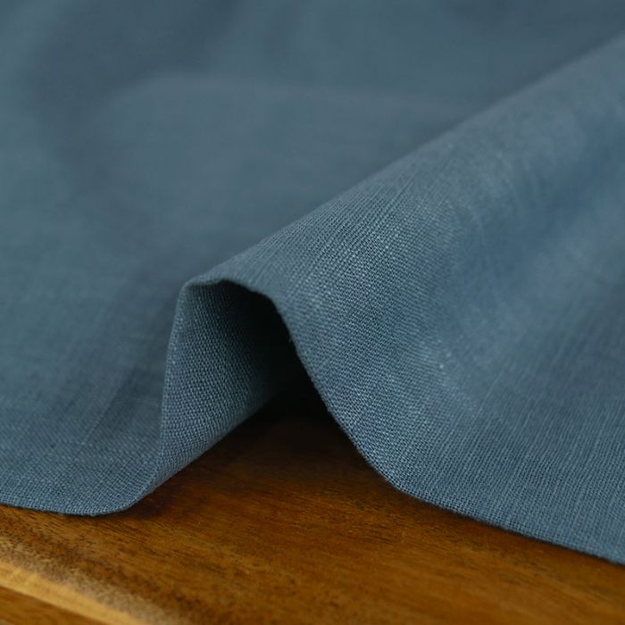 Tissu lin uni oeko-tex - pétrole x 10 cm