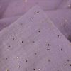 Tissu double gaze pois dorés - lilas x 10cm