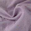 Tissu double gaze pois dorés - lilas x 10cm