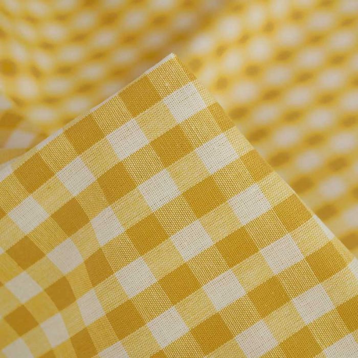 Tissu coton vichy - jaune x 10cm
