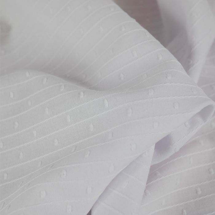 Tissu voile coton plumetis rayures - blanc x 10 cm