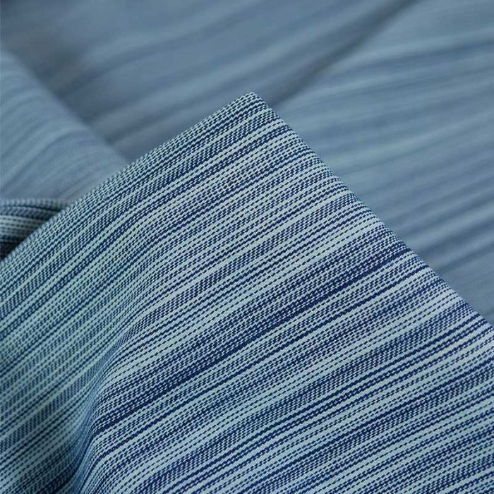 Tissu denim tissé rayures haute couture - bleu ciel x 10 cm