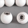 Perle Simili-cuir ronde 18mm à gros trou blanc