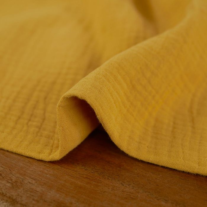 Tissu triple gaze - moutarde x 10 cm