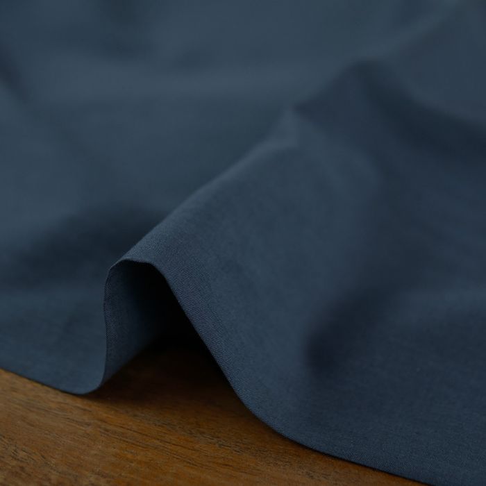 Tissu voile de coton uni - bleu denim