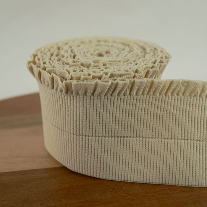 Élastique bord-côte pré-plié côtelé à fronces 60 mm x 10 cm