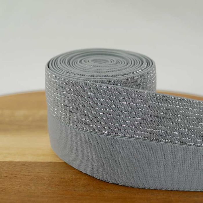 Élastique bord-côte pré-plié rayures lurex 60 mm x 10 cm