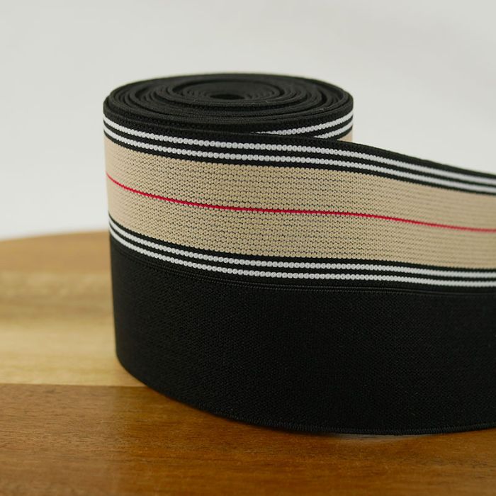 Élastique bord-côte pré-plié à rayures 80 mm x 10 cm