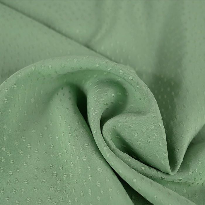 Tissu viscose à pois - vert de gris x 10 cm