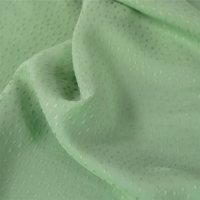 Tissu viscose pois jacquard - vert de gris x 10 cm