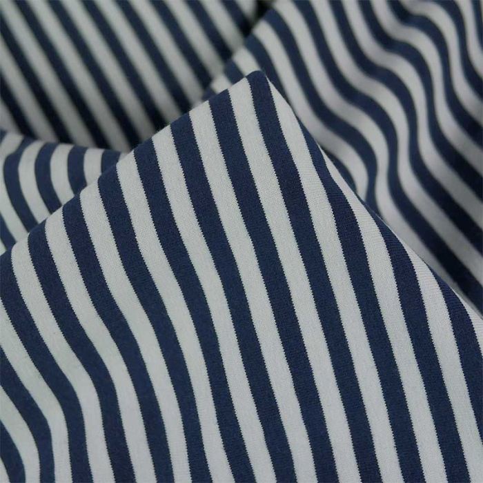 Tissu jersey coton à rayures marinière - bleu marine x 10 cm