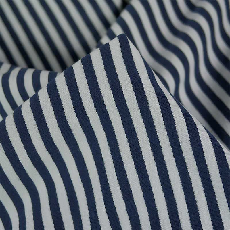 Tissu jersey coton à rayures marinière - bleu foncé