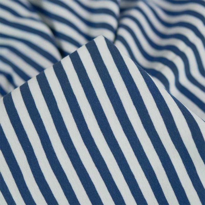 Tissu jersey coton à rayures marinière - bleu x 10 cm