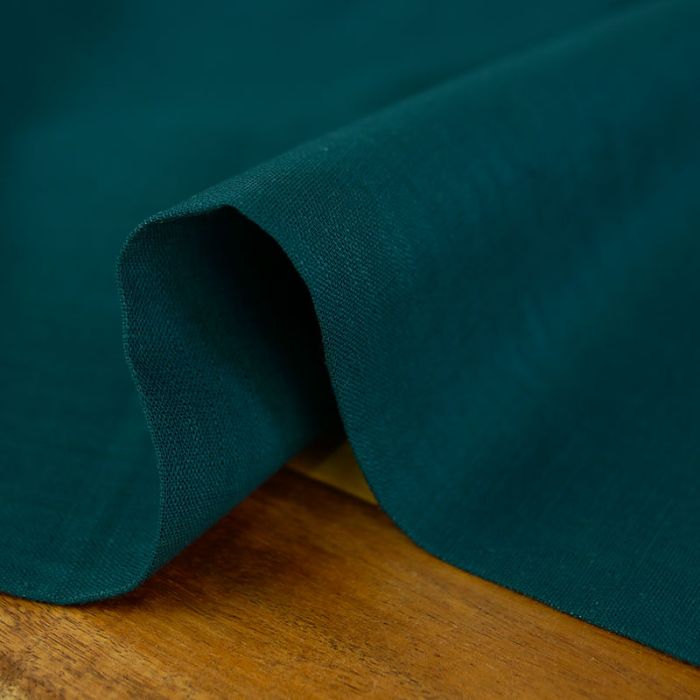 Tissu ramie effet lin - bleu canard x 10cm