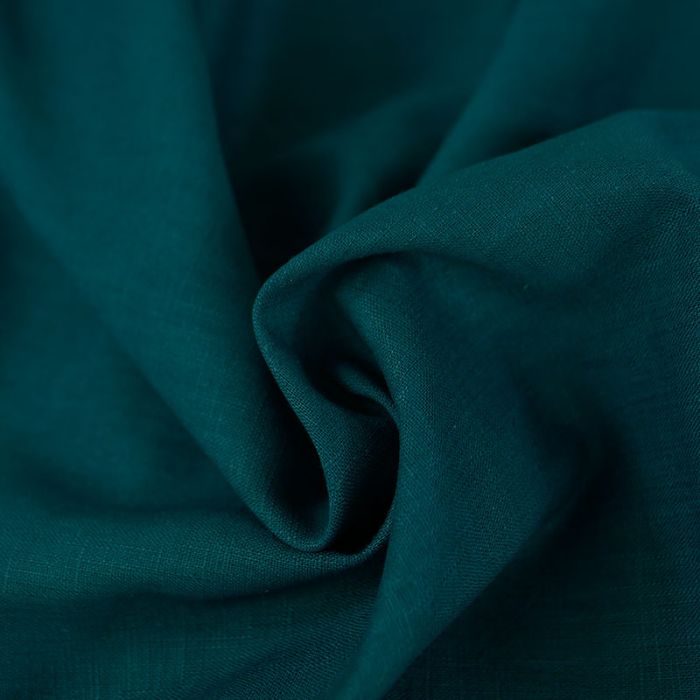 Tissu ramie effet lin - bleu canard x 10cm