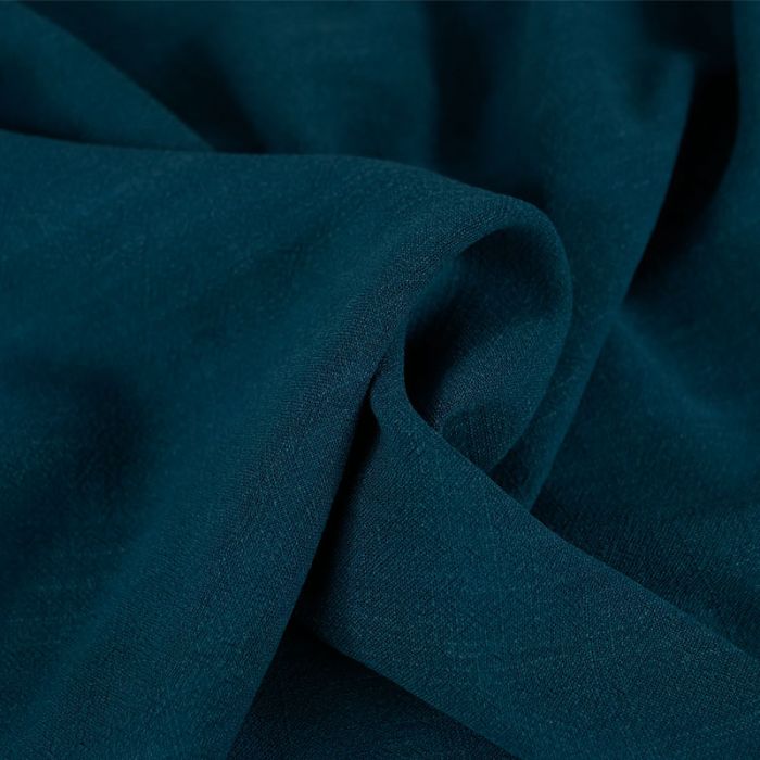 Tissu viscose lin - bleu canard x 10 cm