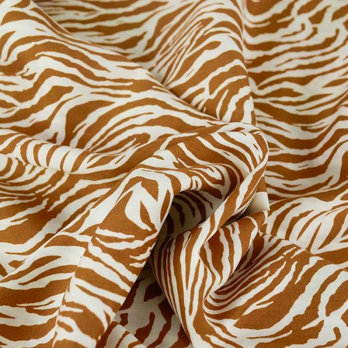 Tissu viscose motifs zébrés - camel x 10 cm