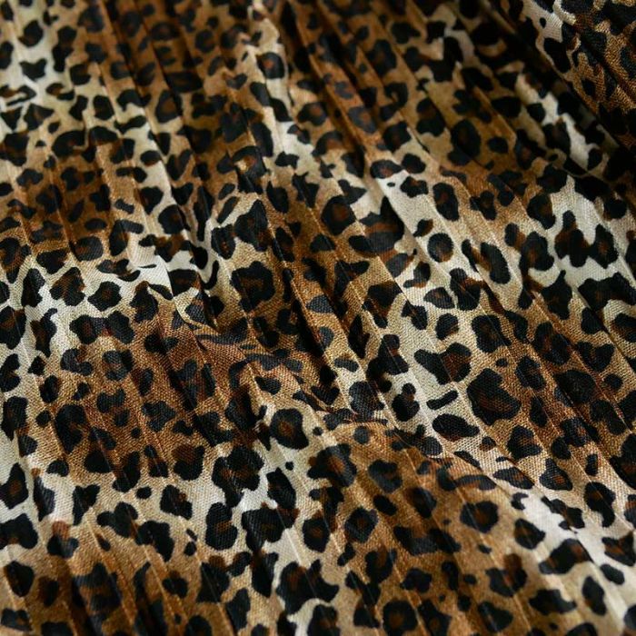 Tissu plissé motifs léopard - marron x 10 cm