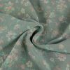 Tissu double gaze jacquard motifs fleurs - vert de gris x 10 cm