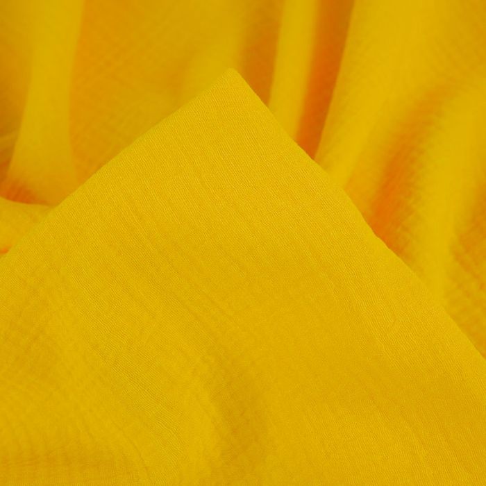 Tissu double gaze bio - jaune x 10 cm