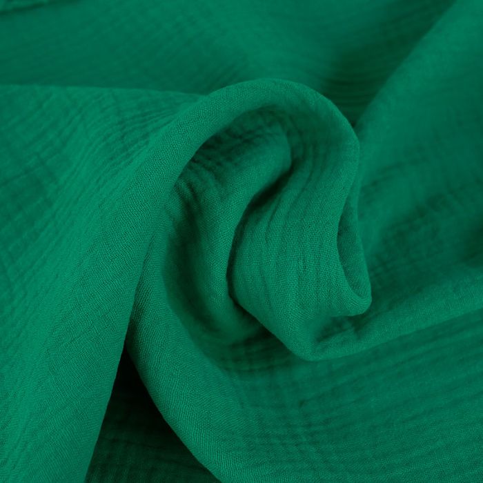 Tissu double gaze bio - vert émeraude x 10 cm