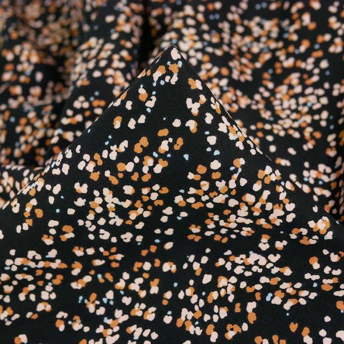 Tissu twill viscose stretch confettis - noir x 10 cm