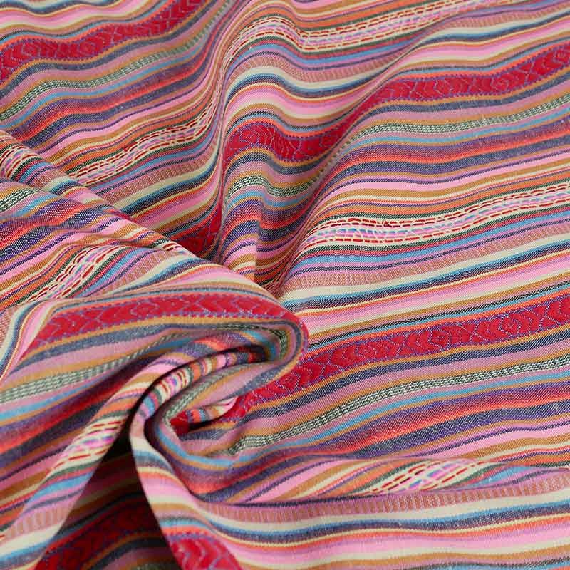 Tissu jacquard mexicain rayures multicolore - rose