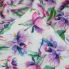 Tissu double gaze fleurs violettes sauvages - blanc x 10 cm