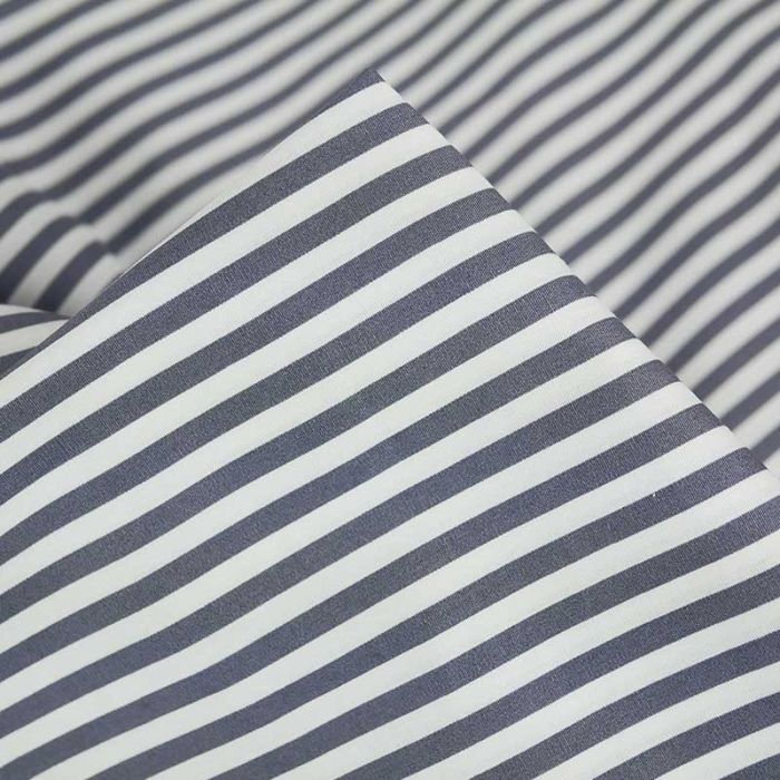 Tissu popeline de coton à rayures - gris foncé x 10 cm