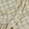 Tissu lainage tweed carreaux lurex haute couture - écru x 10 cm