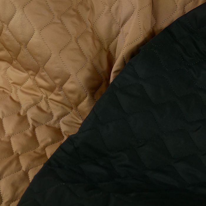 Tissu matelassé doudoune réversible haute couture - marron clair x 10 cm