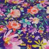 Tissu viscose fleurs aquarelle haute couture - violet x 10 cm