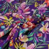 Tissu viscose fleurs aquarelle haute couture - violet x 10 cm