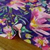Tissu viscose fleurs aquarelle haute couture - violet x 10 cm