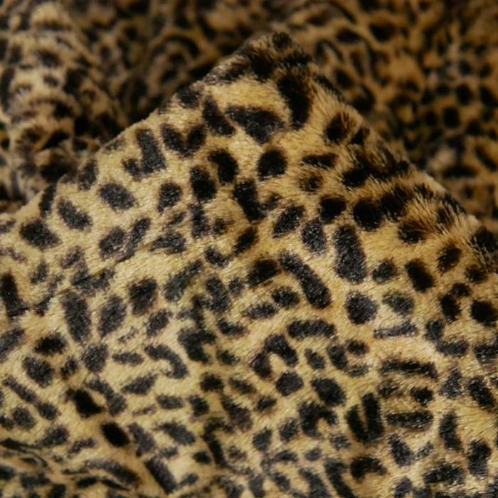 Tissu fausse fourrure matelassé léopard haute couture - marron x 10 cm