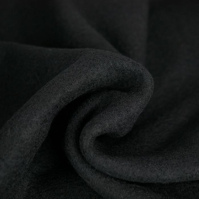 Tissu 100% laine bouillie uni oeko-tex - noir x 10 cm